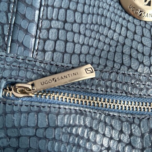 NWT Ugo Santini Leather Crossbody/Shoulder Bag, Clutch in Blue - Picture 7 of 12
